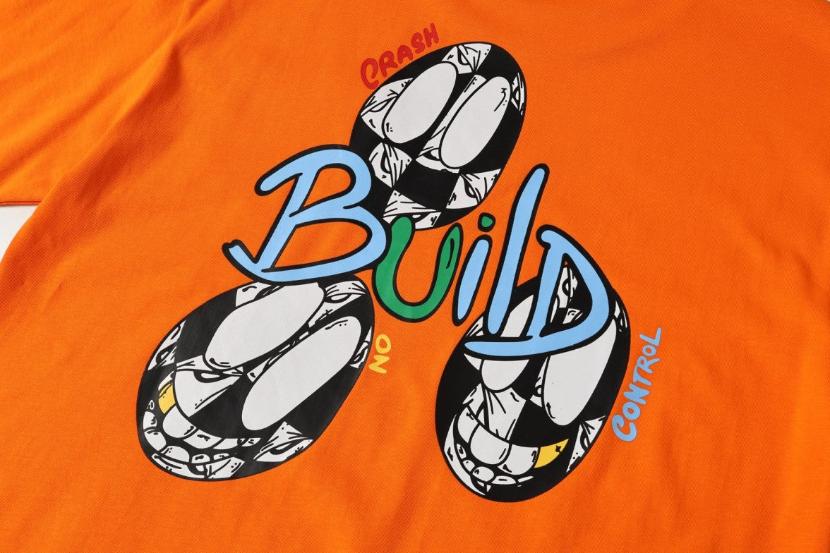 authentic chrome hearts matty boy orange link & build pocket t-shirt - premium designer jewelry front view