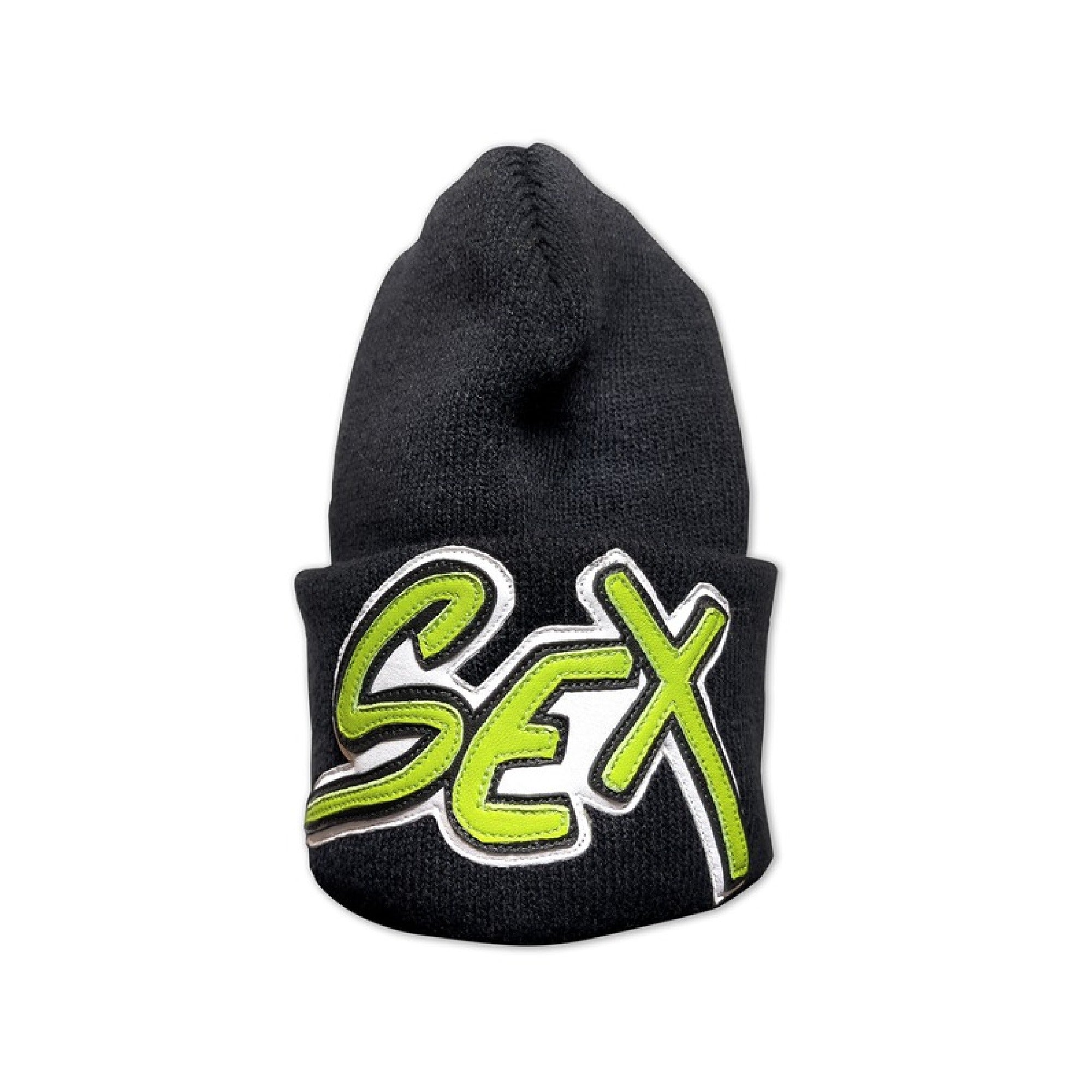 authentic chrome hearts matty boy sex beanie  black - premium designer jewelry front view