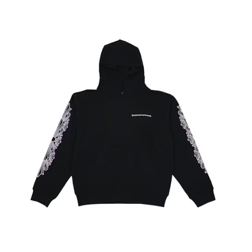 authentic chrome hearts matty boy shoulder logo hoodie black pink - premium designer jewelry front view