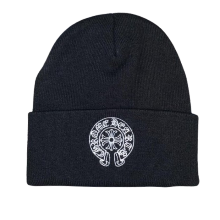 authentic chrome hearts men’s beanie – black - premium designer jewelry front view