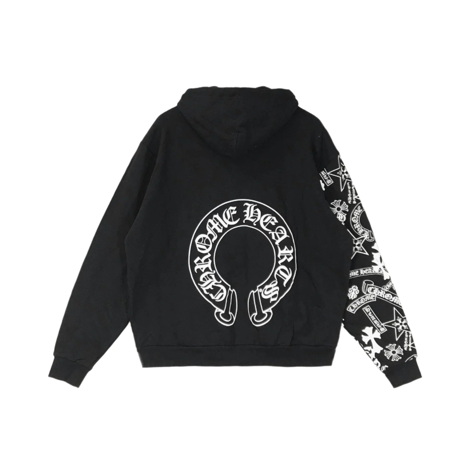 authentic chrome hearts multi logo on sleeve horseshoe logo hoodie - premium designer jewelry front view