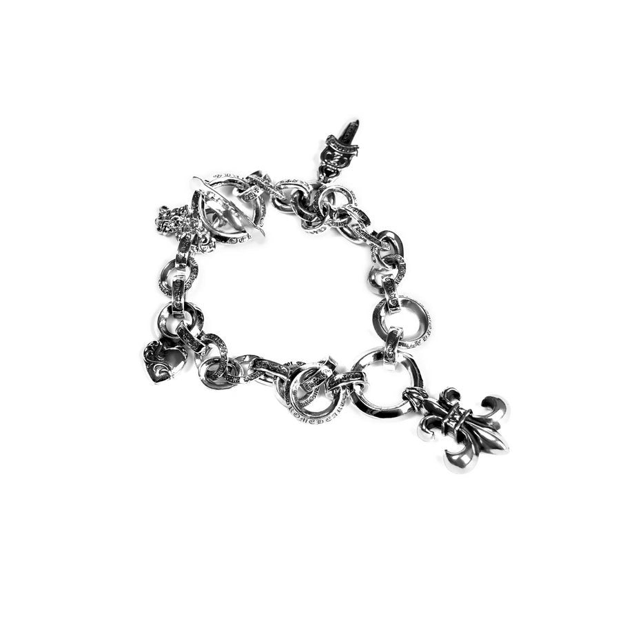 authentic chrome hearts multi-chain bracelet - premium designer jewelry front view