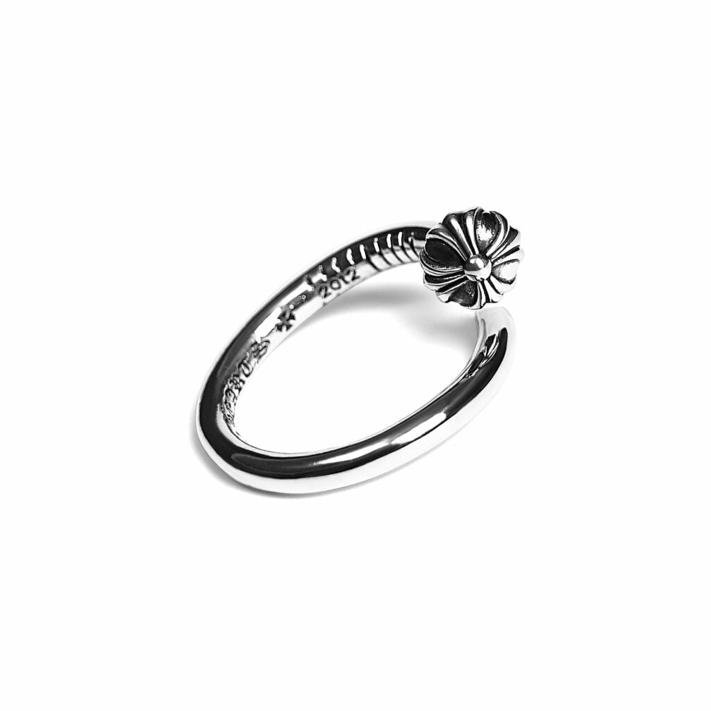 authentic chrome hearts nail ring – crossball - premium designer jewelry front view