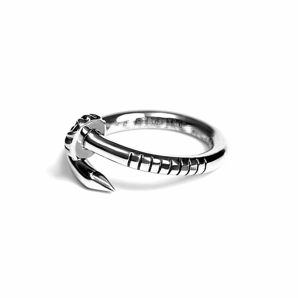 authentic chrome hearts nail ring – crossball - premium designer jewelry front view