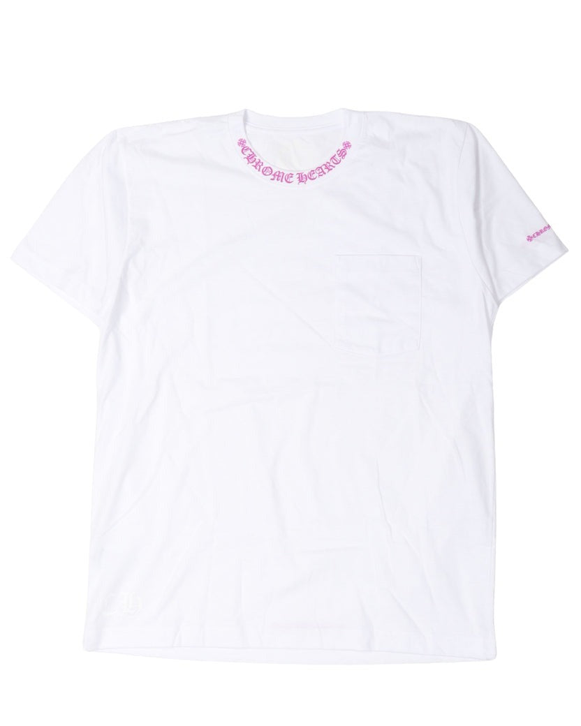 authentic chrome hearts neck logo t-shirt - premium designer jewelry front view