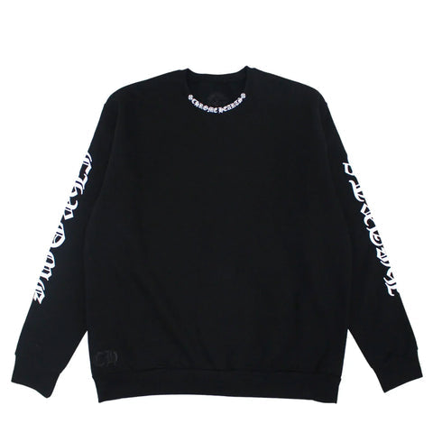 authentic chrome hearts neck slogan crewneck – black - premium designer jewelry front view