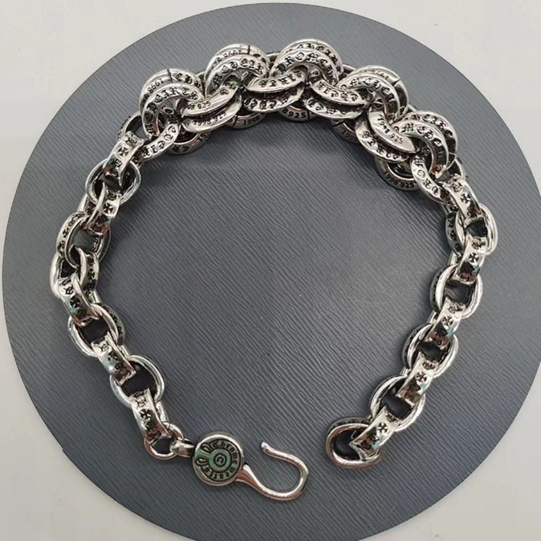 authentic chrome hearts paper chain bracelet - premium designer jewelry front view