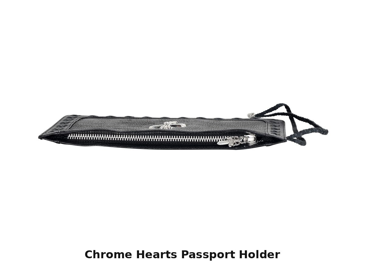 authentic chrome hearts passport holder - premium designer jewelry front view