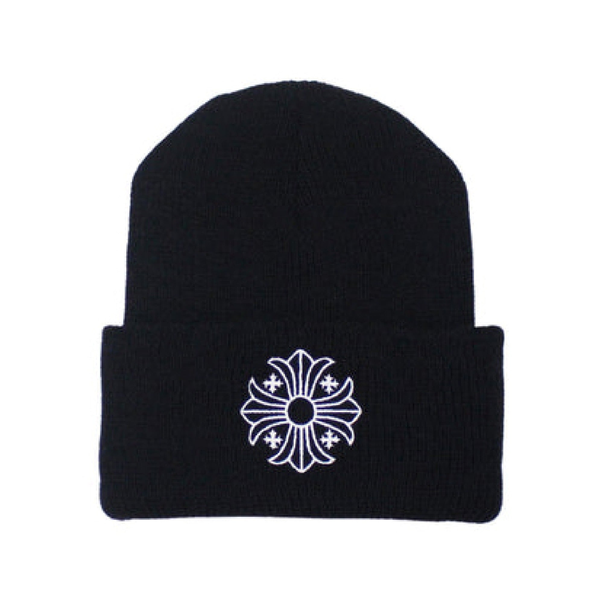 authentic chrome hearts plus cross beanie – black - premium designer jewelry front view