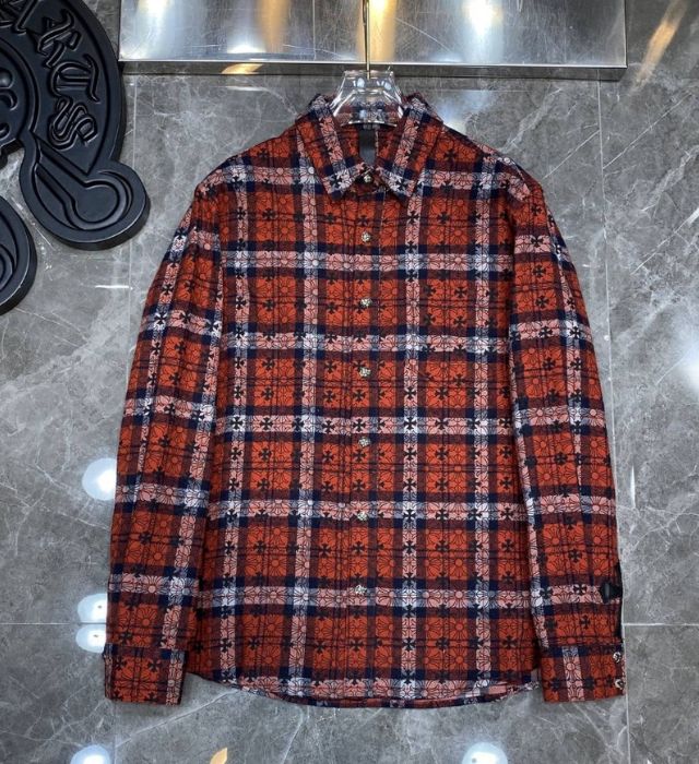 authentic chrome hearts red striped t shirt - premium designer jewelry front view