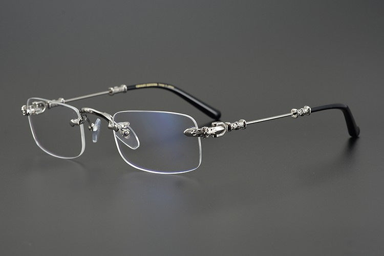 authentic chrome hearts rimless glasses​ – silver edition - premium designer jewelry front view