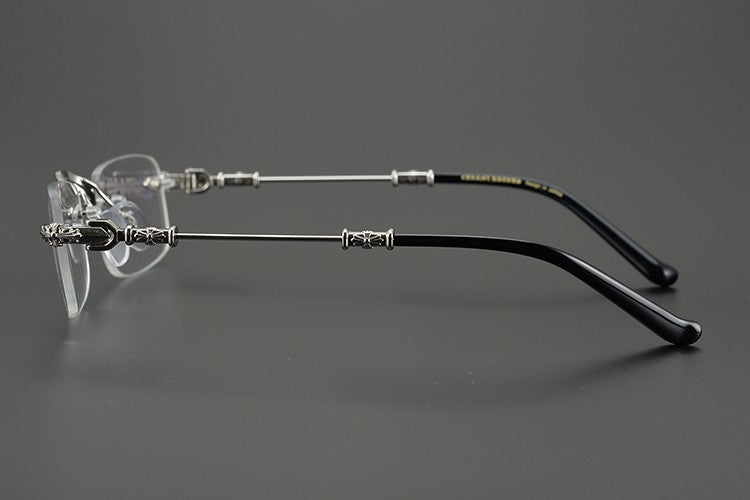 authentic chrome hearts rimless glasses​ – silver edition - premium designer jewelry front view