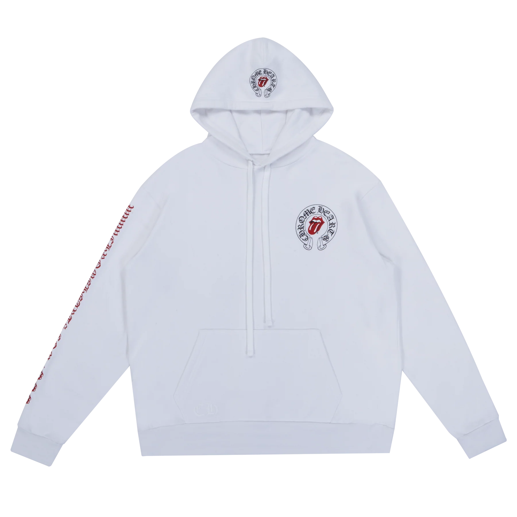 authentic chrome hearts rolling stones hoodie - premium designer jewelry front view