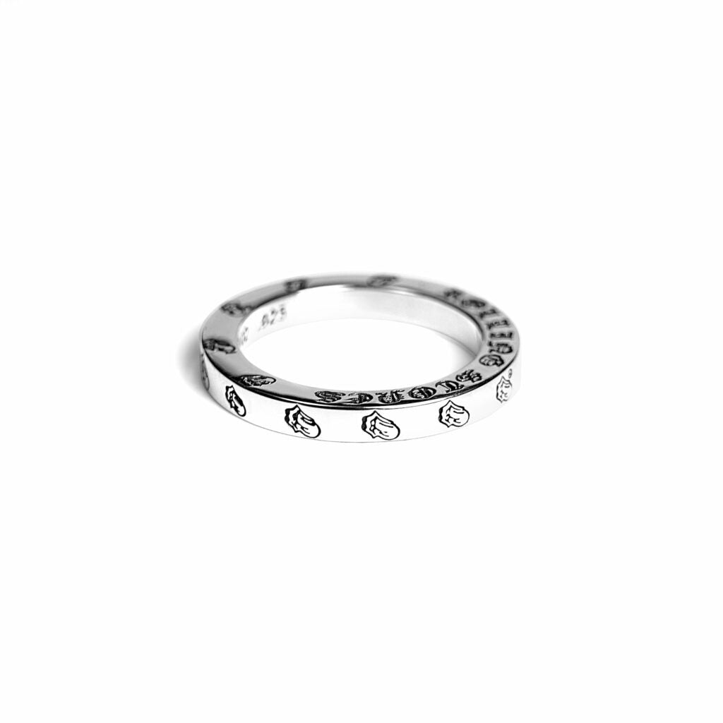 authentic chrome hearts rolling stones ring – lip & tongue spacer - premium designer jewelry front view