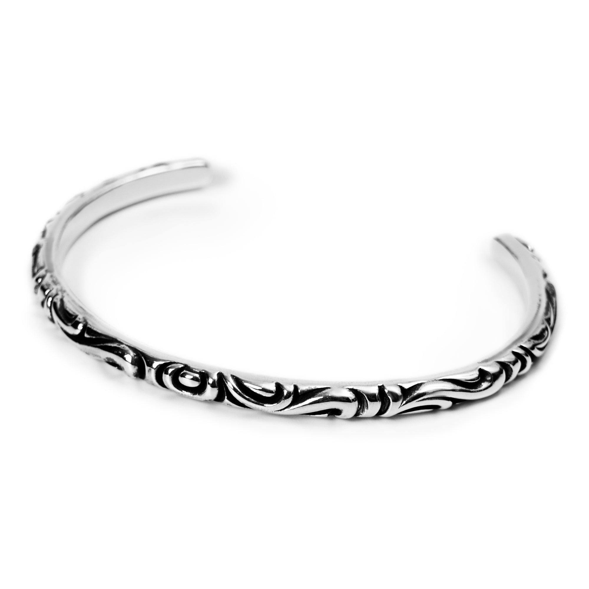 authentic chrome hearts scroll band cuff - premium designer jewelry front view