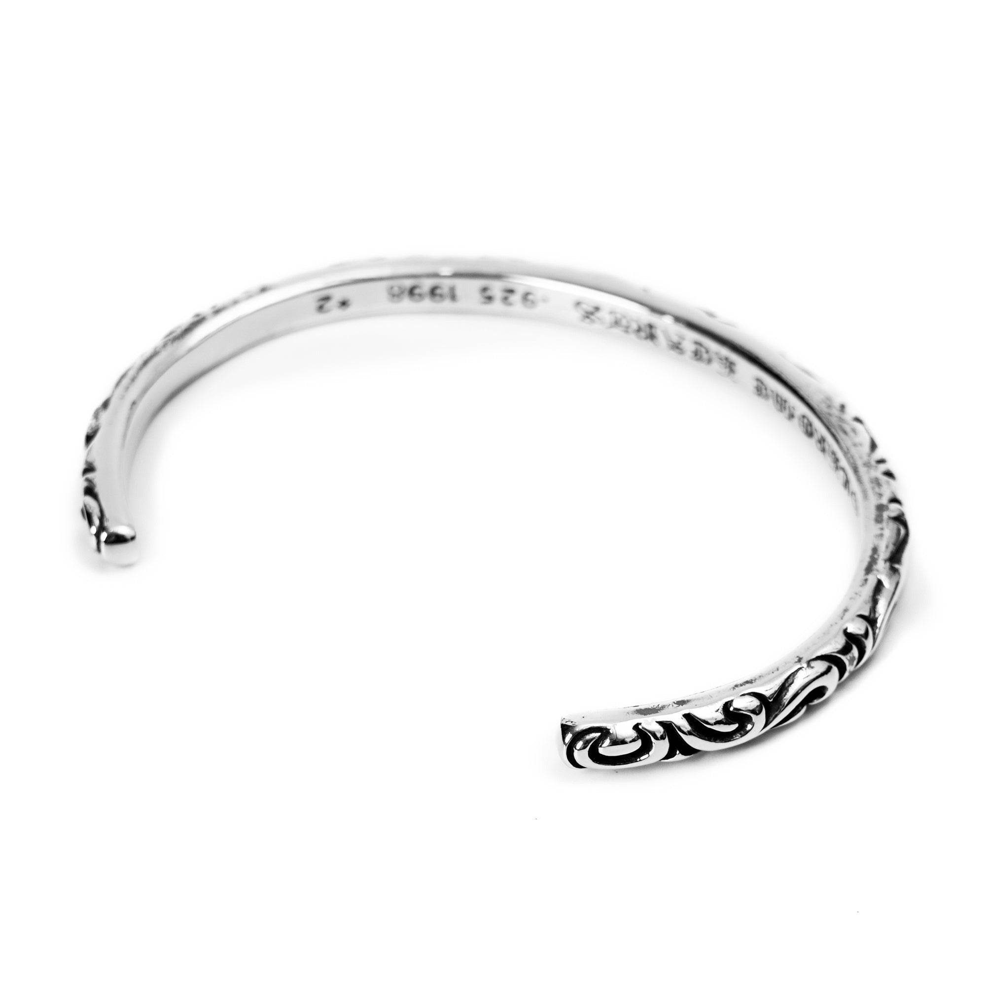 authentic chrome hearts scroll band cuff - premium designer jewelry front view