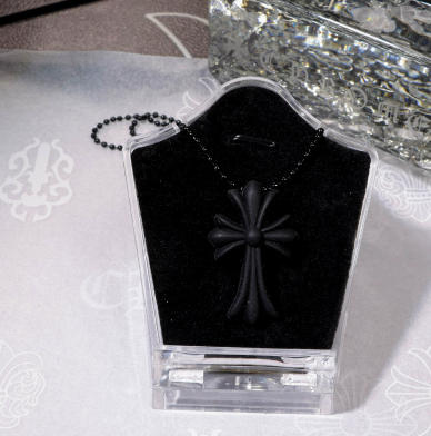 authentic chrome hearts silicone cross necklace – black - premium designer jewelry front view