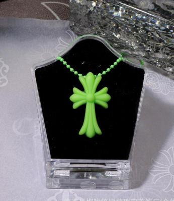 authentic chrome hearts silicone cross necklace – green - premium designer jewelry front view