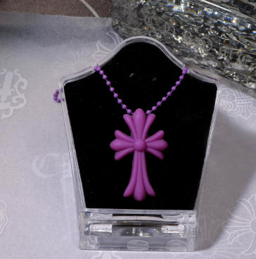 authentic chrome hearts silicone cross necklace – purple - premium designer jewelry front view
