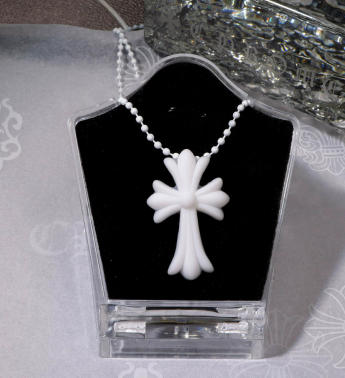 authentic chrome hearts silicone cross necklace – white - premium designer jewelry front view