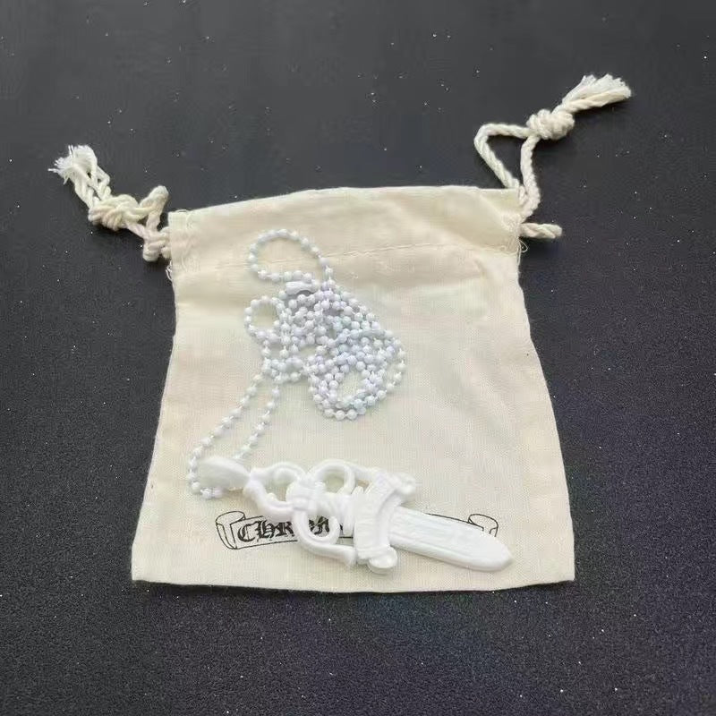 authentic chrome hearts silicone white necklace - premium designer jewelry front view