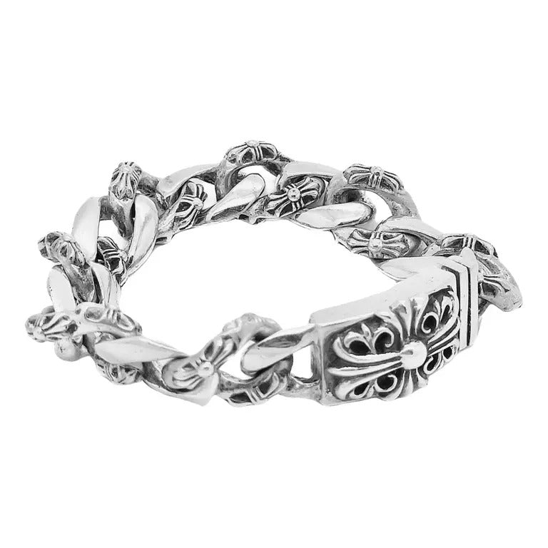 authentic chrome hearts silver bracelet - premium designer jewelry front view