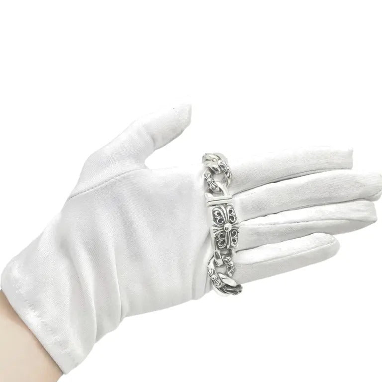 authentic chrome hearts silver bracelet - premium designer jewelry front view