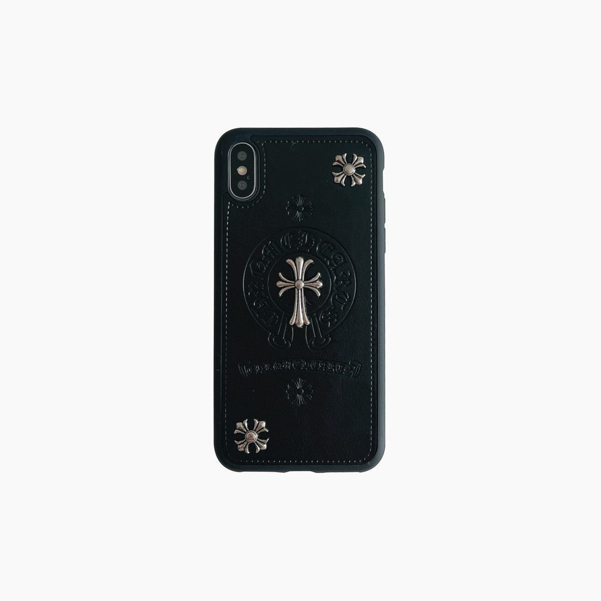 authentic chrome hearts single cross iphone case - premium designer jewelry front view