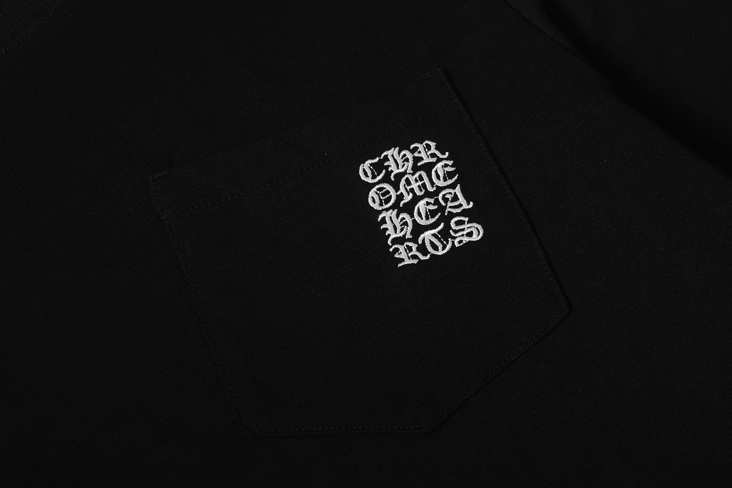 authentic chrome hearts stadium embroidered black t shirt - premium designer jewelry front view