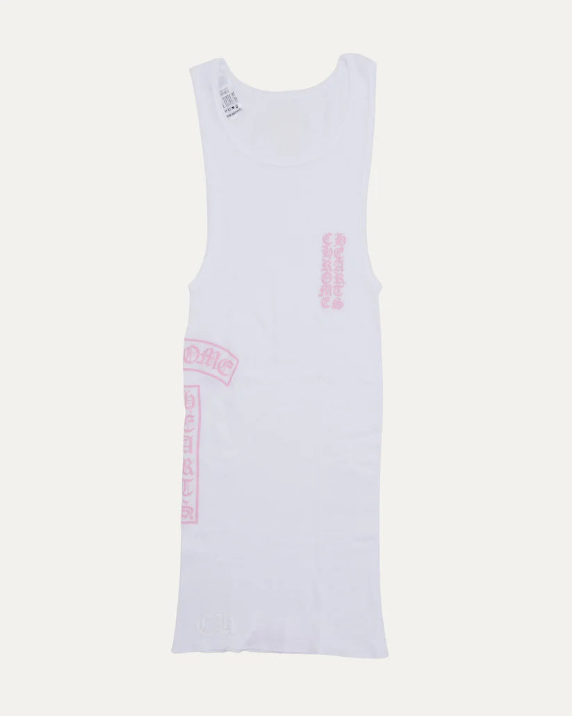 authentic chrome hearts t-bar logo ribbed tank top - premium designer jewelry front view