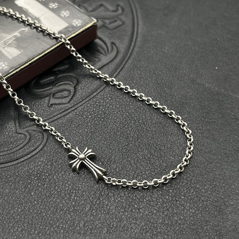 authentic chrome hearts tiny cross pendant necklace - premium designer jewelry front view