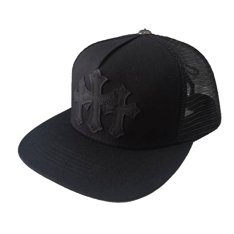 authentic chrome hearts tripple cross hat black - premium designer jewelry front view