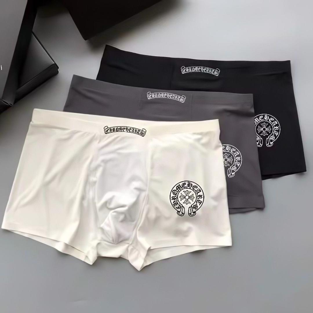 authentic chrome hearts underwear – cream gray black - premium designer jewelry front view