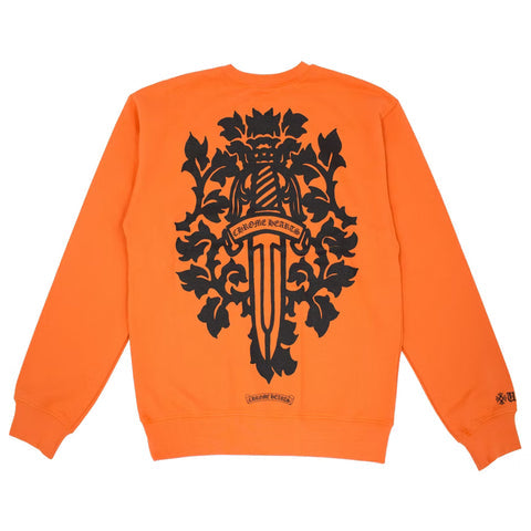 authentic chrome hearts vine dagger crewneck sweatshirt – orange - premium designer jewelry front view