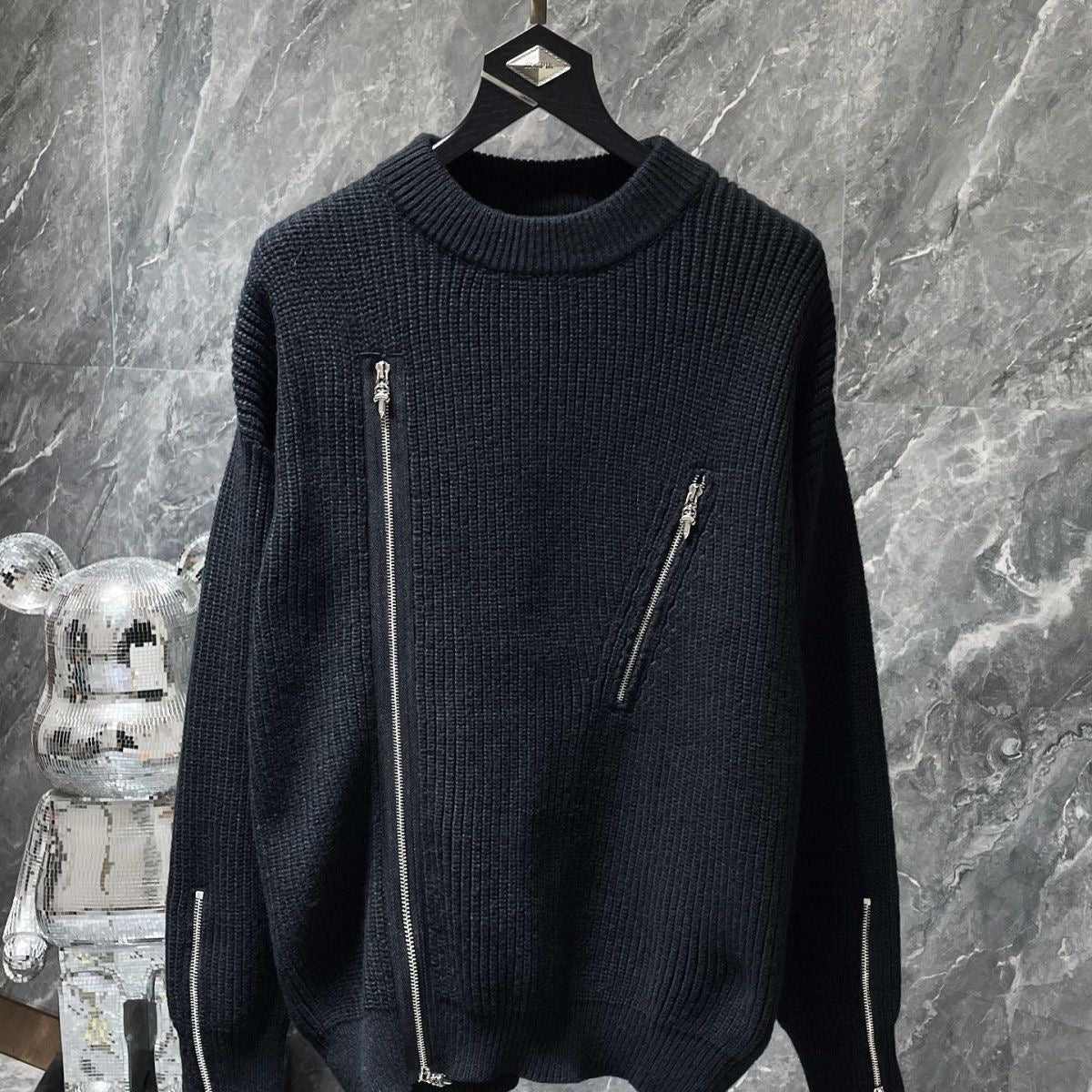 authentic chrome hearts zippers sweatshirt - premium designer jewelry front view