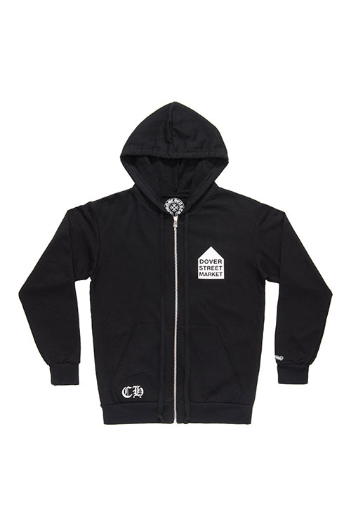 authentic chrome hearts × comme des garcons × dover street market black hoodie - premium designer jewelry front view