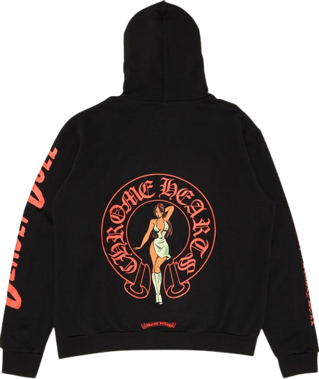 authentic chrome hearts x deadly doll exclusive hoodie - premium designer jewelry front view