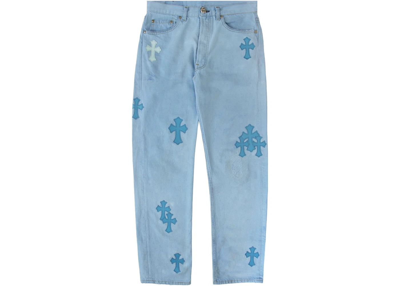 authentic chrome hearts x drake certified lover boy vintage levi’s jeans - premium designer jewelry front view