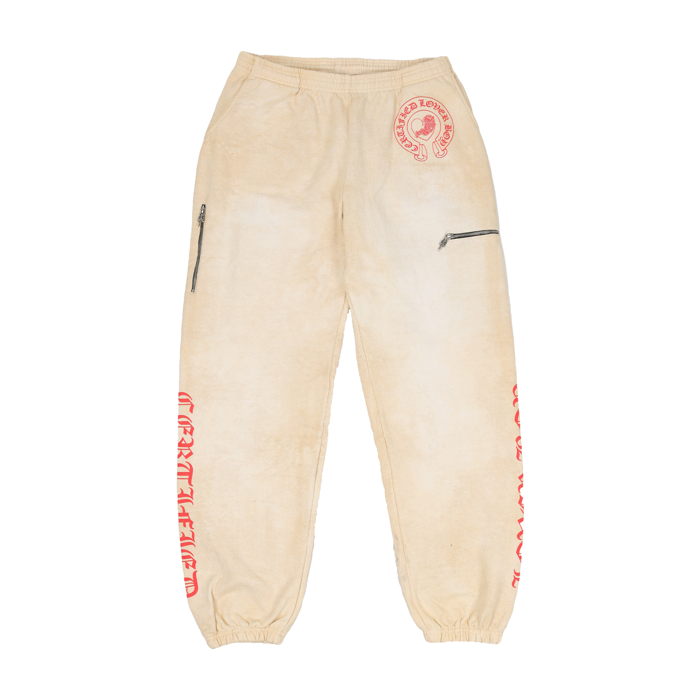 authentic chrome hearts x drake “certified lover boy” friends & family sweatpants - premium designer jewelry front view