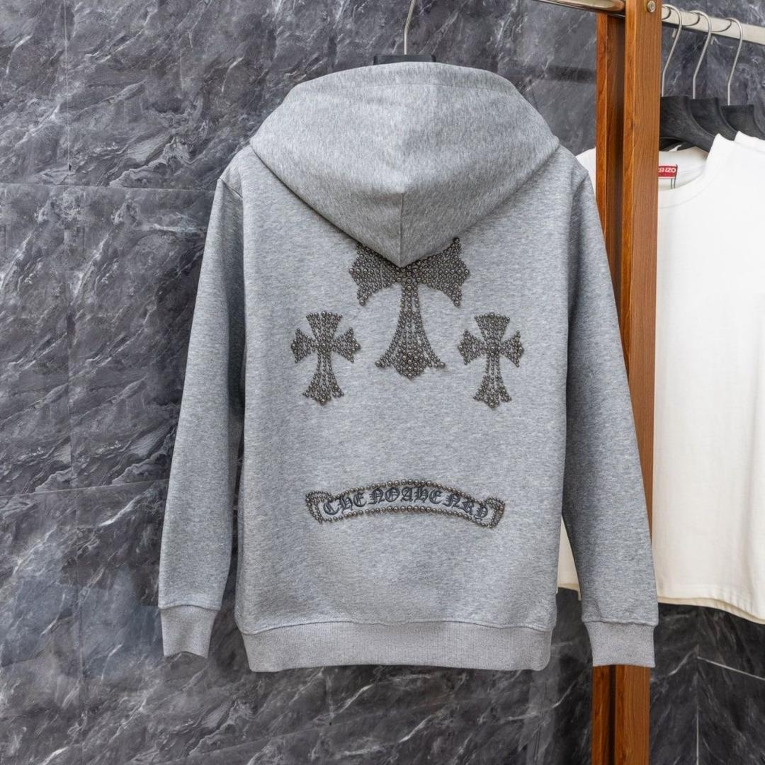 authentic exclusive chrome hearts dome studs hoodie - premium designer jewelry front view