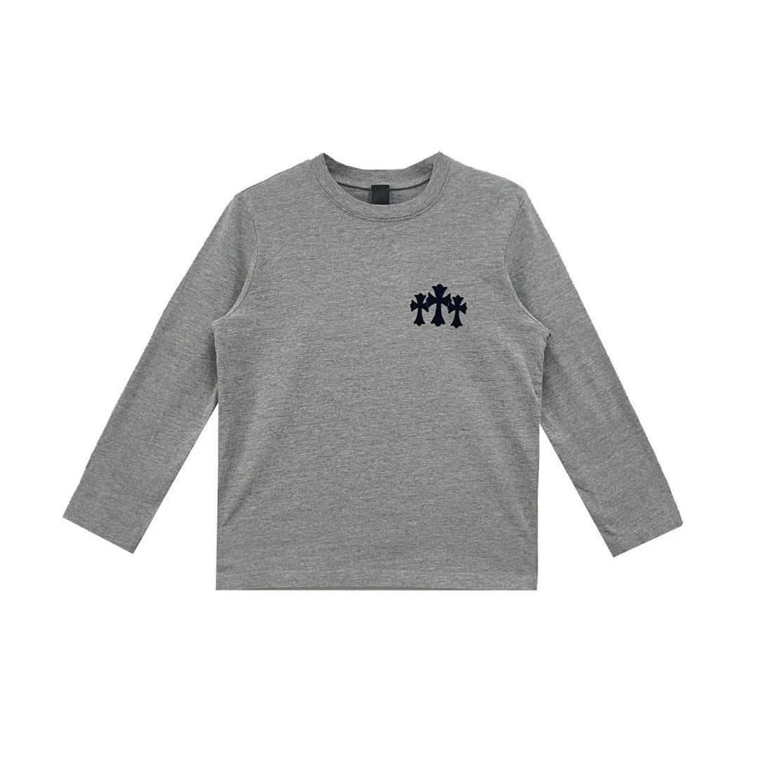 authentic grey chrome hearts shirt - premium designer jewelry front view