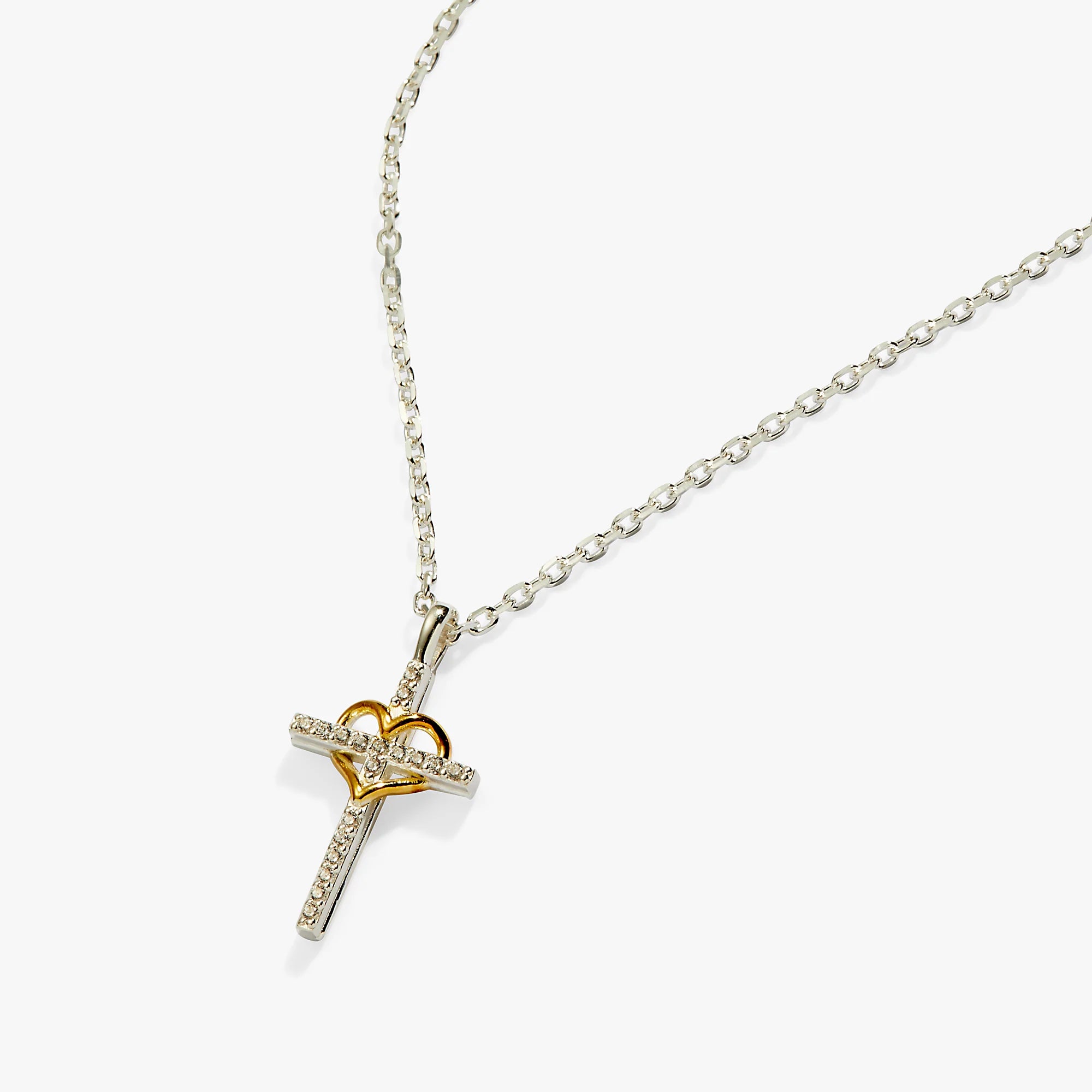 authentic heart cross necklace - premium designer jewelry front view