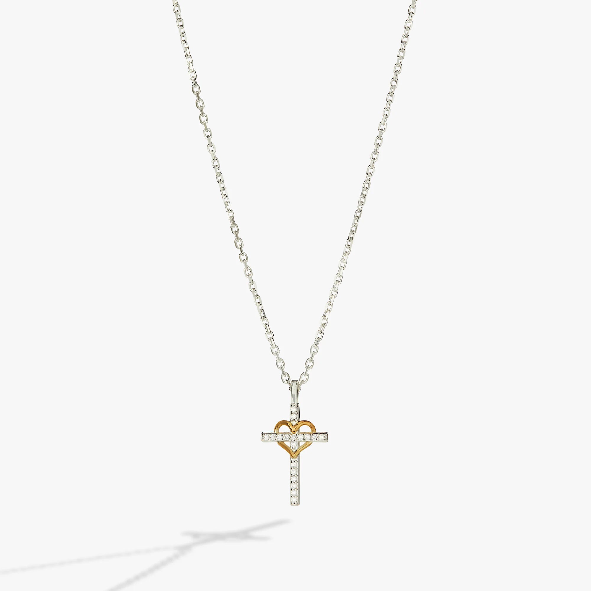 authentic heart cross necklace - premium designer jewelry front view