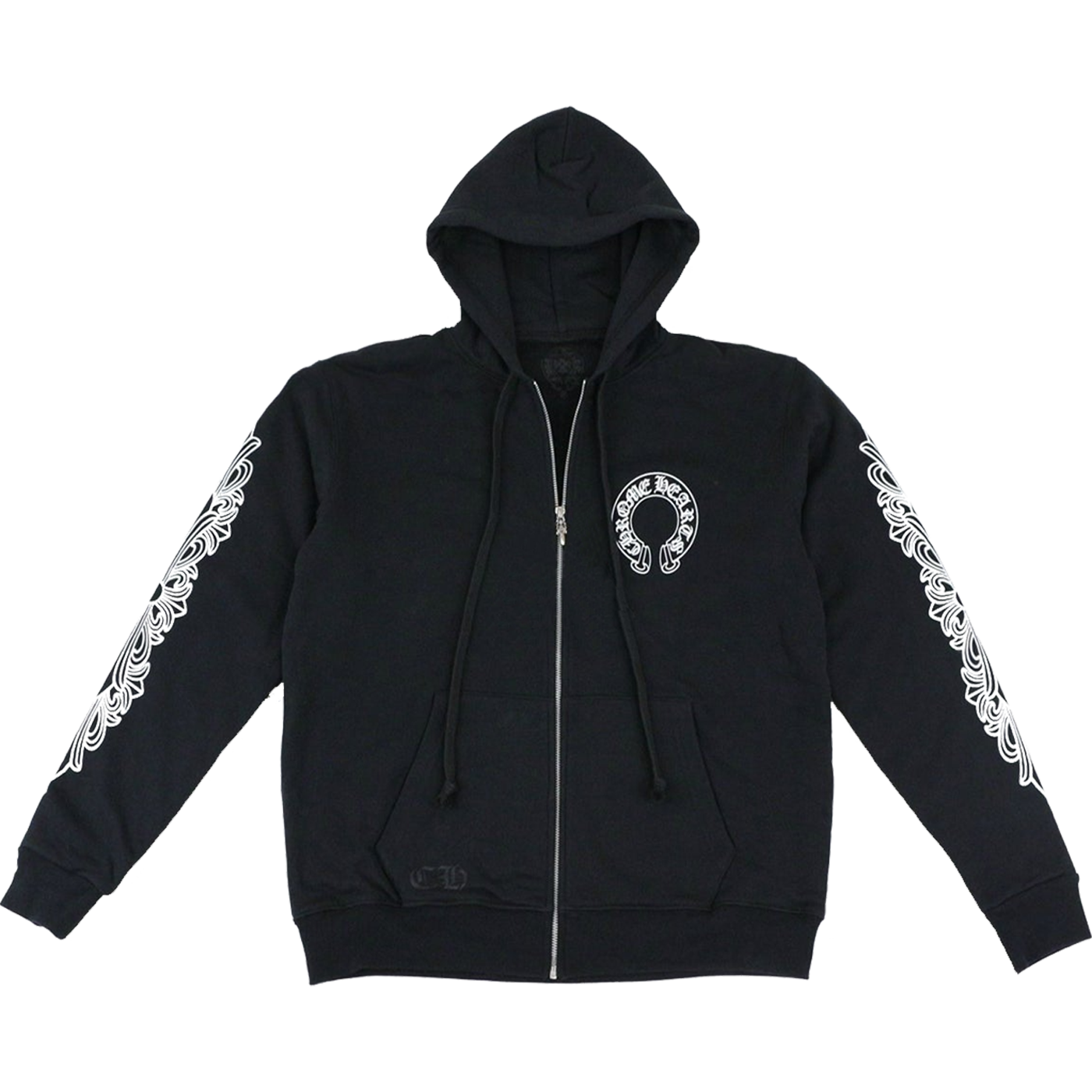 authentic chrome hearts zip up hoodie - premium designer jewelry front view