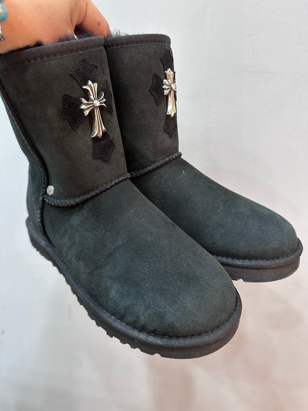 Chrome Hearts UGGS Full Black Cross Boots
