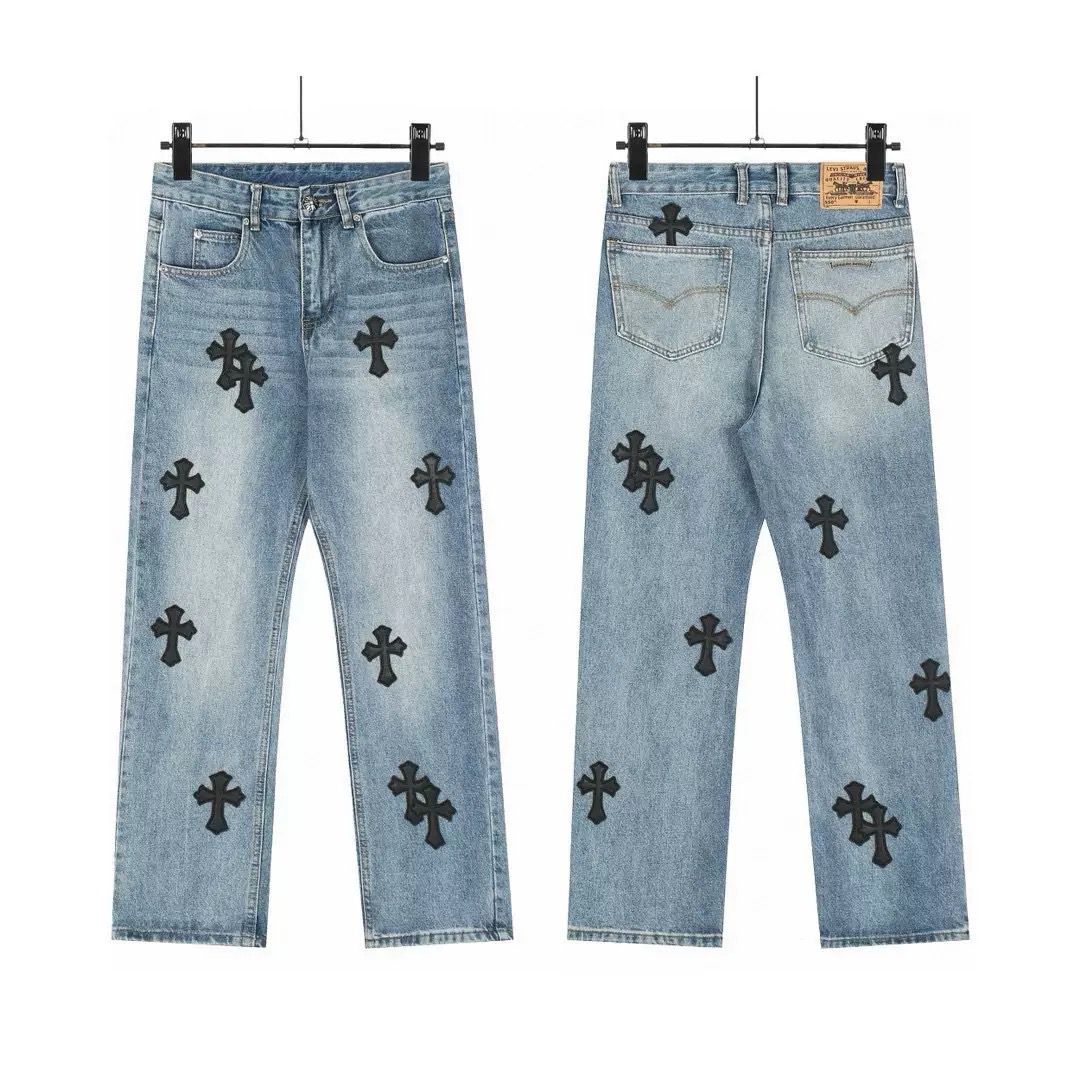 authentic jeans with crosses - premium designer jewelry front view
