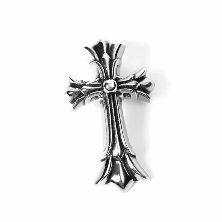 authentic chrome hearts necklace cross - premium designer jewelry front view