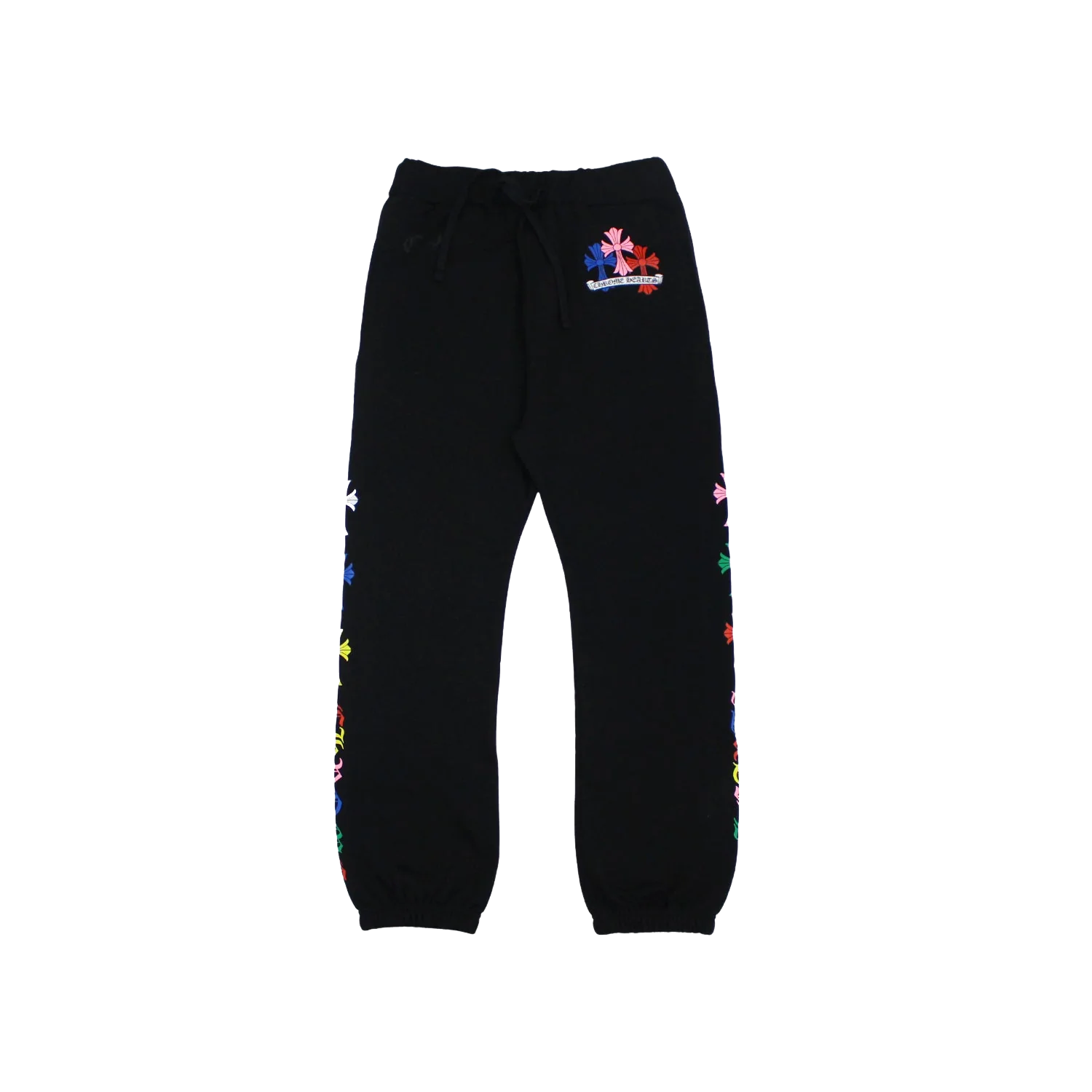 authentic chrome hearts multicolor cemetery cross sweatpants - premium designer jewelry front view