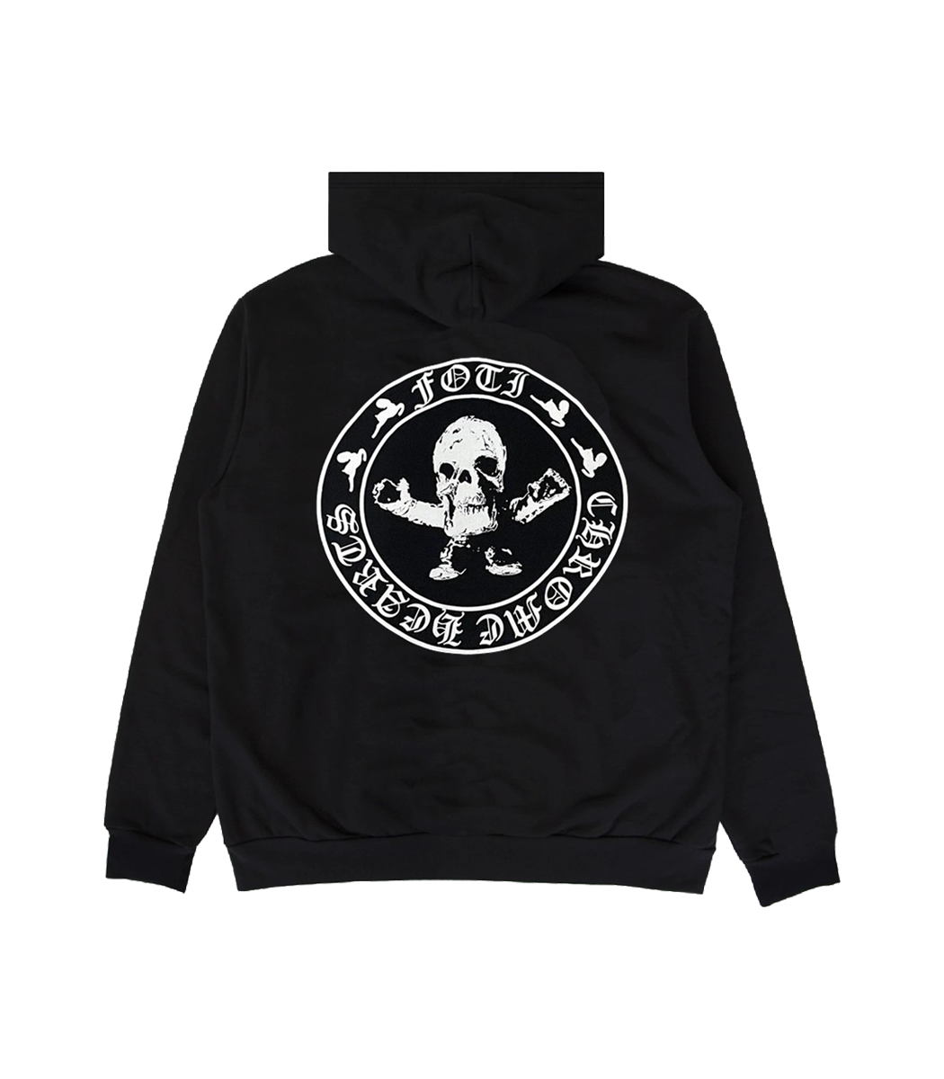 authentic rare ch foti skeleton circle logo zip up hoodie - premium designer jewelry front view