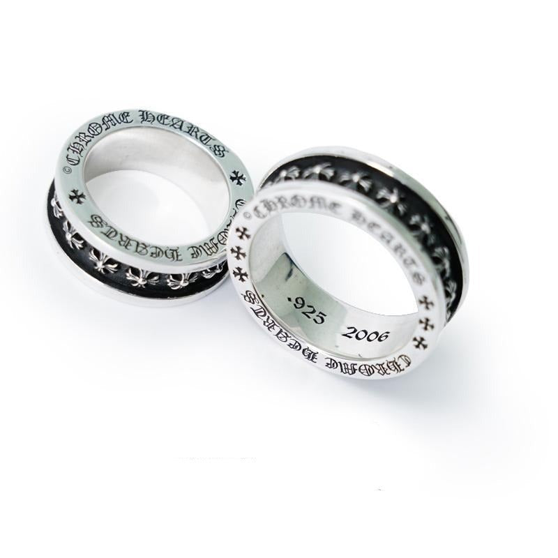 authentic tiny ch plus spinner ring - premium designer jewelry front view
